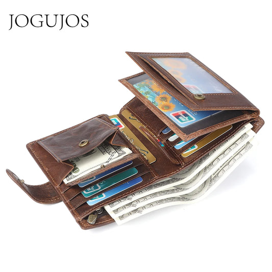 JOGUJOS Genuine Leather Men's Wallet with RFID Protection - Coin Purse & Card Holder