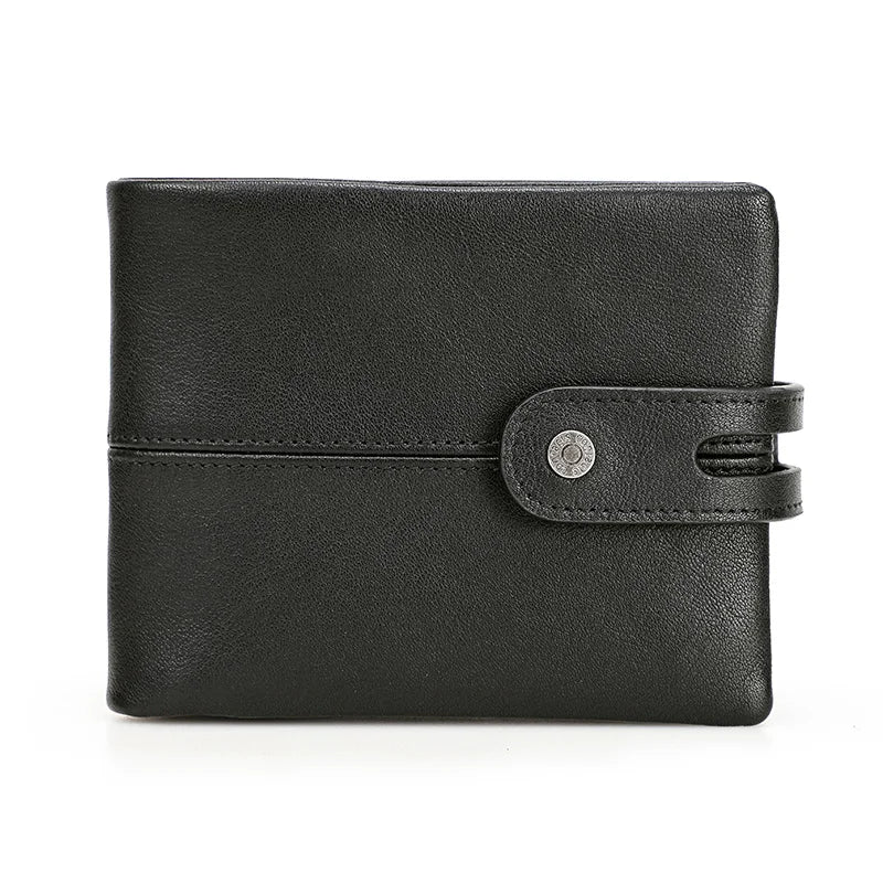 CONTACT'S Men's Genuine Leather Wallet - Crazy Horse Leather Bifold with Coin Pocket