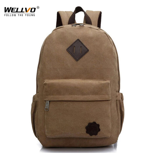 Canvas Laptop Backpack - Vintage Travel Rucksack for Men
