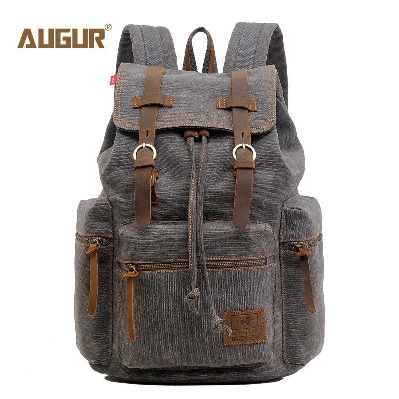 AUGUR Vintage Canvas Backpack - Large Capacity Travel & Laptop Bag