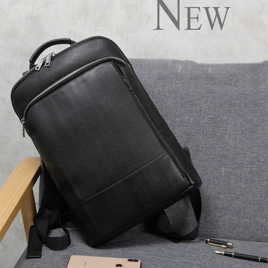 Premium Genuine Leather Business Backpack with USB Charging Port