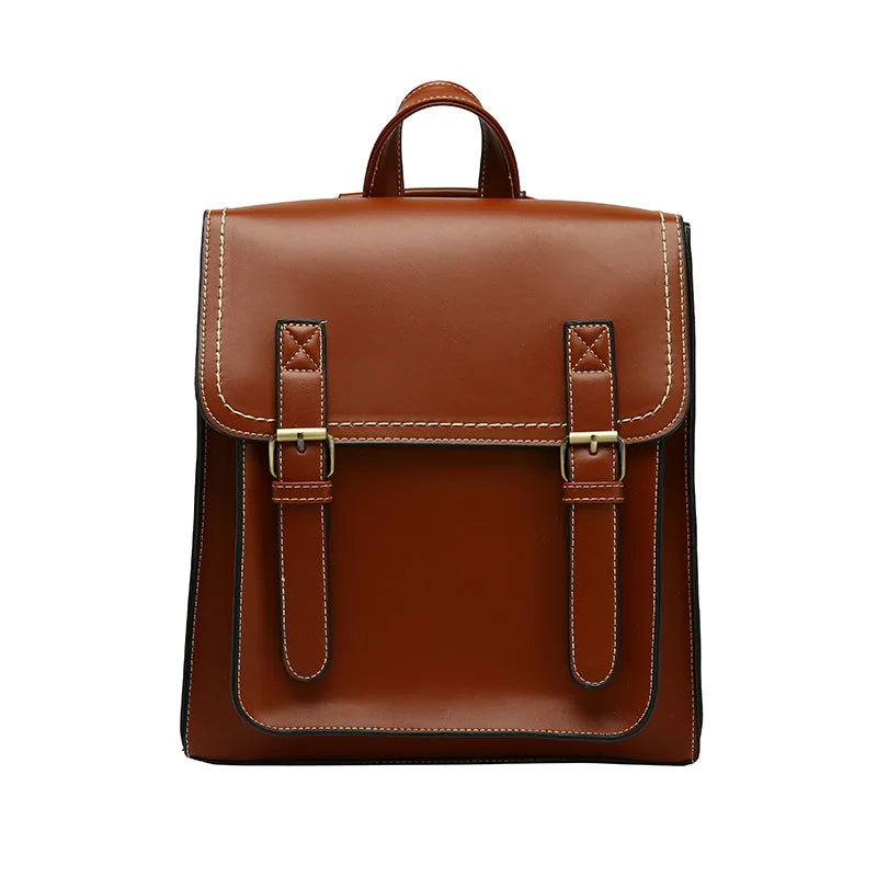 Women's Vintage PU Leather Backpack - Fashion School & Leisure Shoulder Bag
