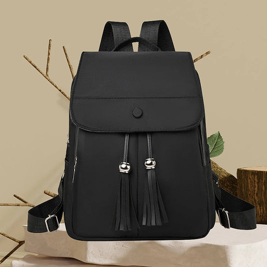 Women's Vintage Mini Backpack - Solid Color Travel Shoulder Bag