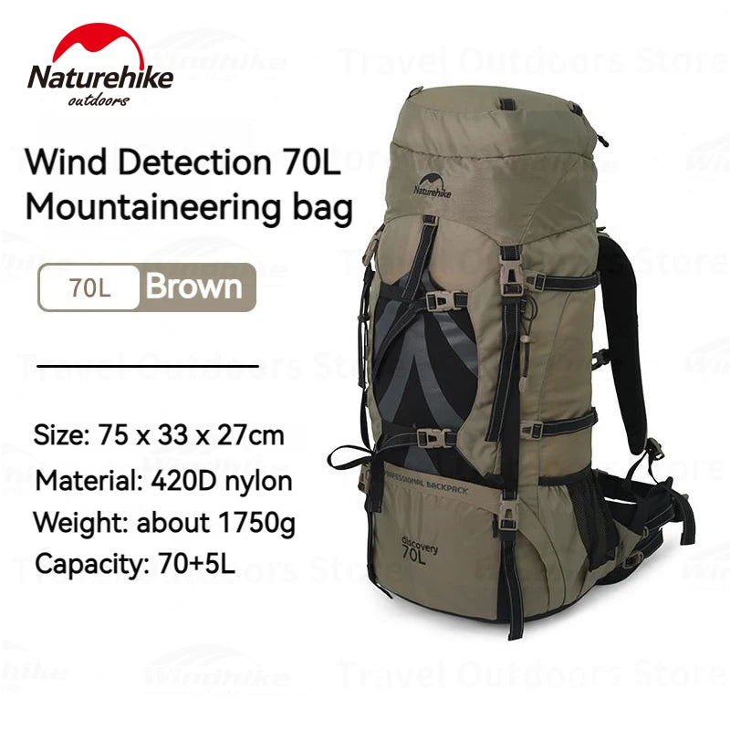 Naturehike 70L Hiking Backpack - Waterproof Lightweight Mountaineering Pack with Rain Cover
