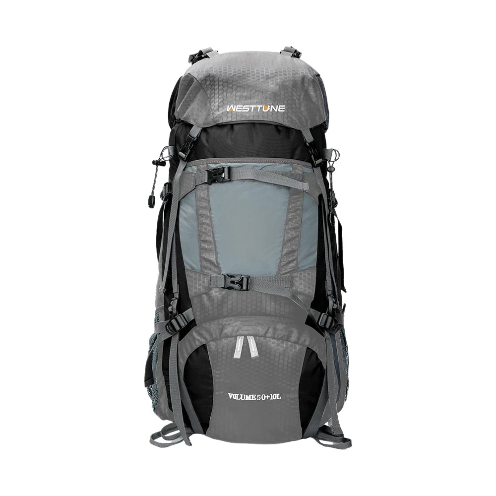 WESTTUNE 60L Internal Frame Hiking Backpack with Rain Cover - Outdoor Travel Camping Pack