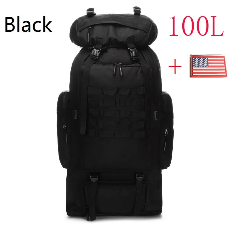 Premium 80L-100L Expandable Hiking Backpack - Tactical Mountaineering Pack for Outdoor Adventures