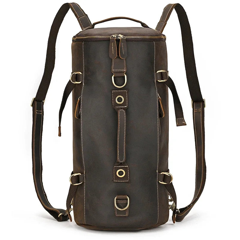 Genuine Leather Travel Backpack - Vintage Style Daypack for Men