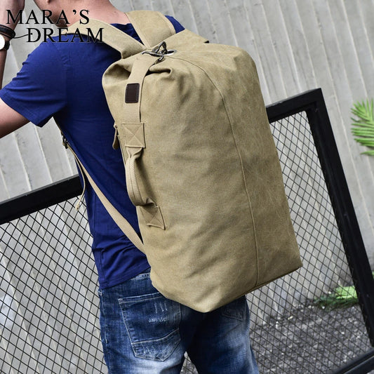 Large Canvas Travel Backpack - Tactical Military Style Rucksack for Men & Women