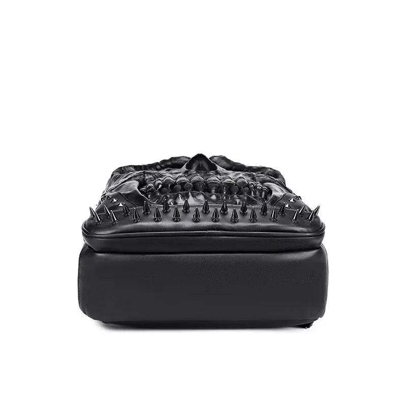 3D Skull Leather Backpack - Large Capacity Travel & Laptop Bag