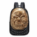 3D Skull Leather Backpack - Large Capacity Travel & Laptop Bag