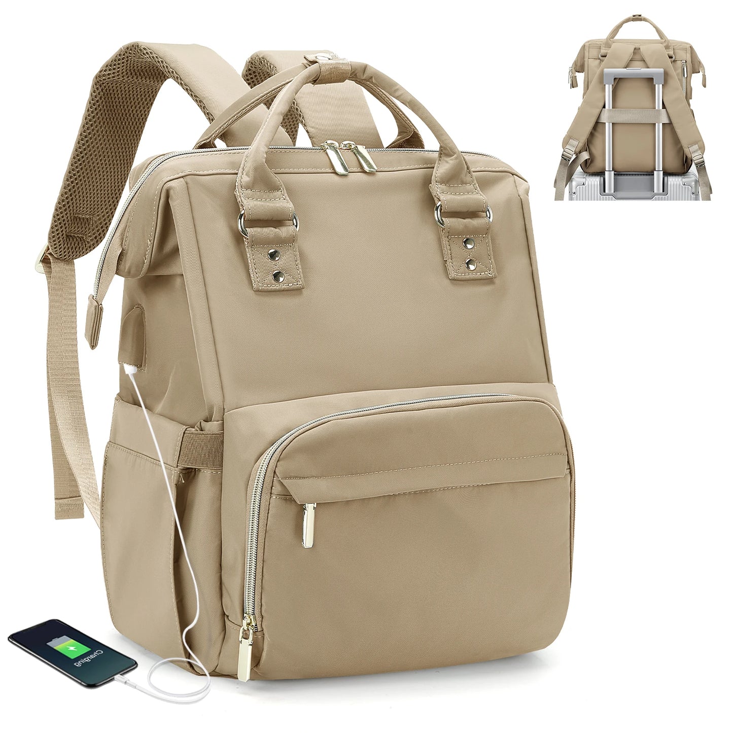 Women's Water-Resistant Laptop Backpack with USB Charging Port