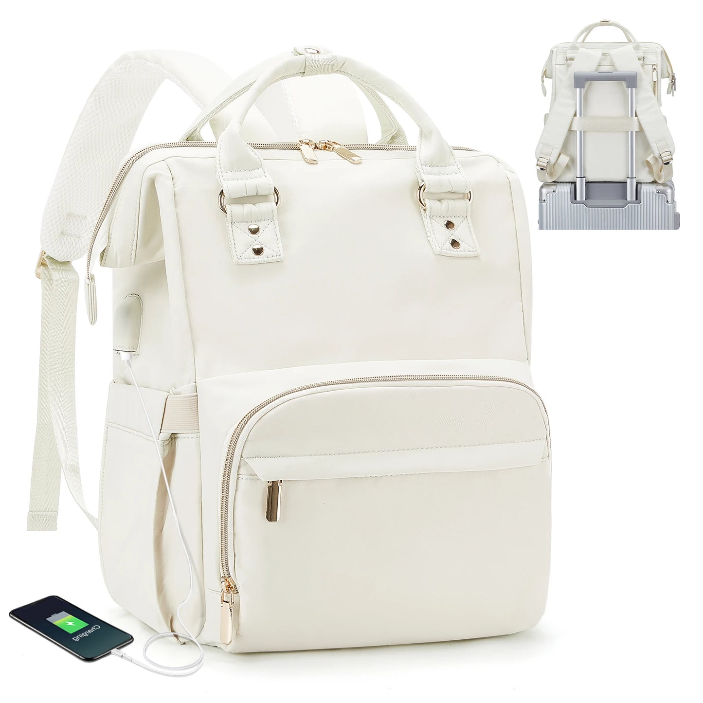 Women's Water-Resistant Laptop Backpack with USB Charging Port