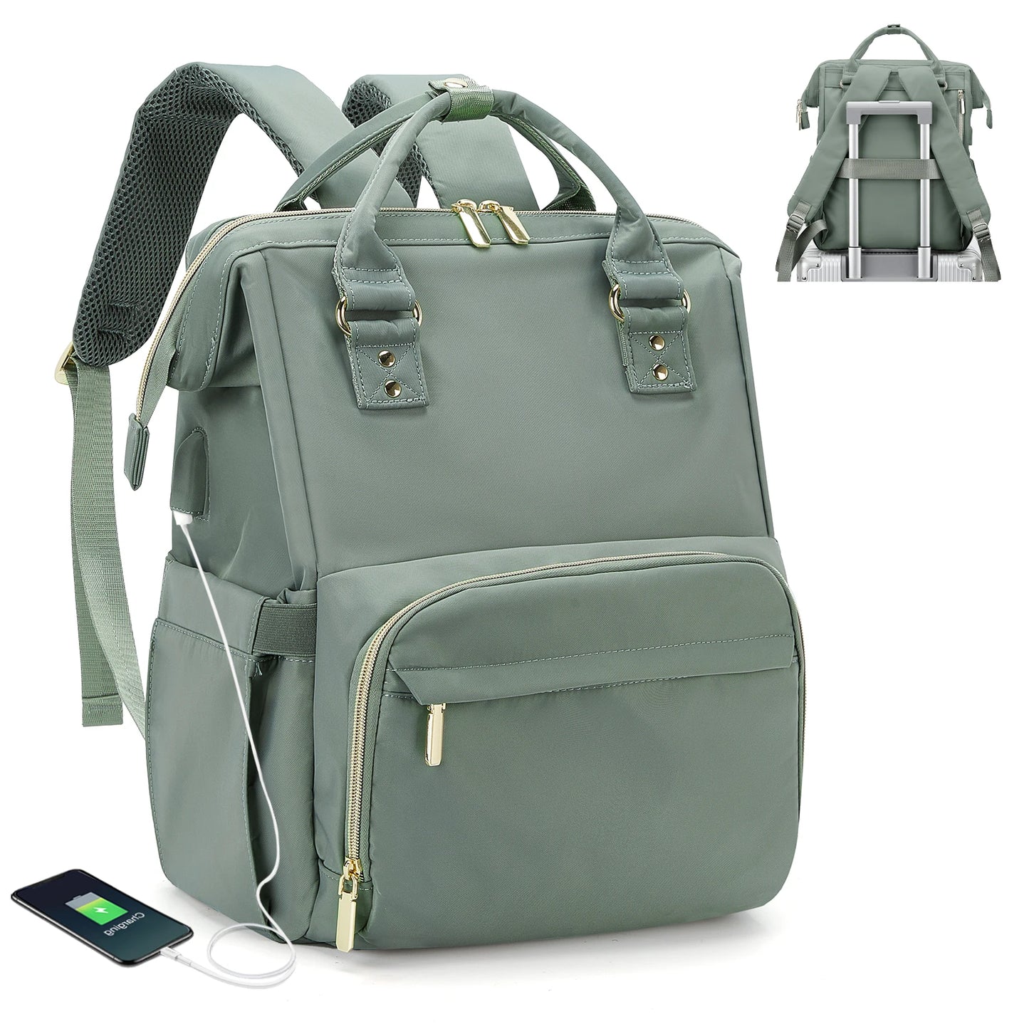 Women's Water-Resistant Laptop Backpack with USB Charging Port