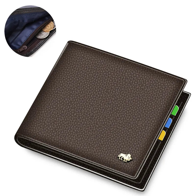 BISON DENIM Genuine Leather Bifold Wallet with RFID Blocking