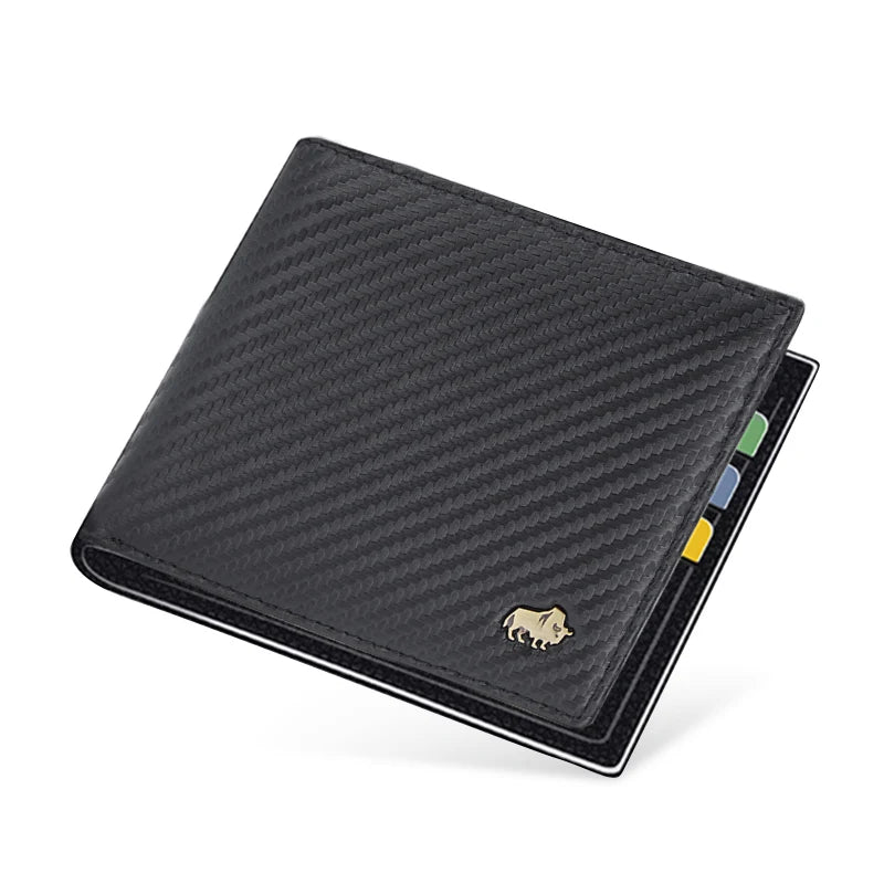 BISON DENIM Genuine Leather Bifold Wallet with RFID Blocking