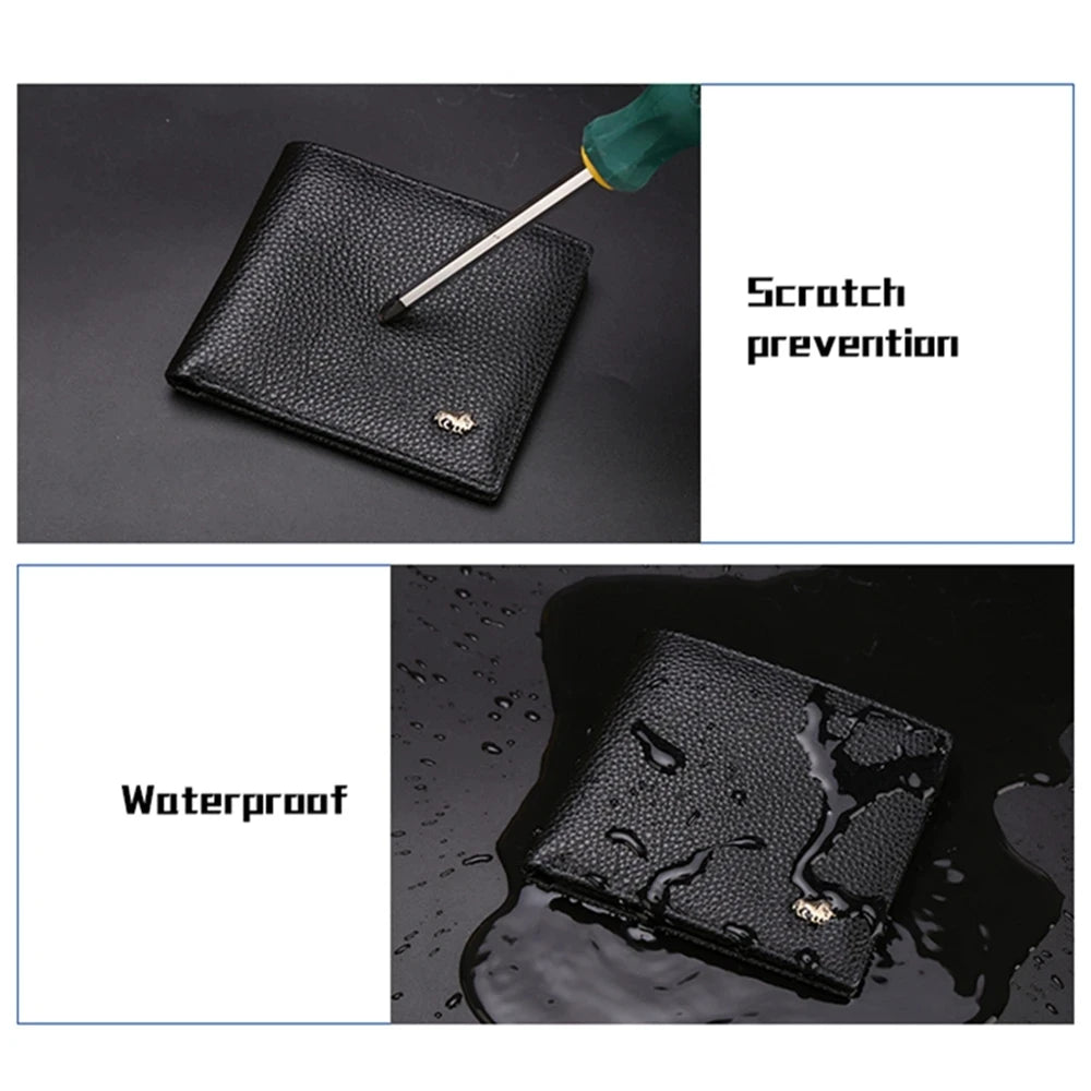 BISON DENIM Genuine Leather Bifold Wallet with RFID Blocking