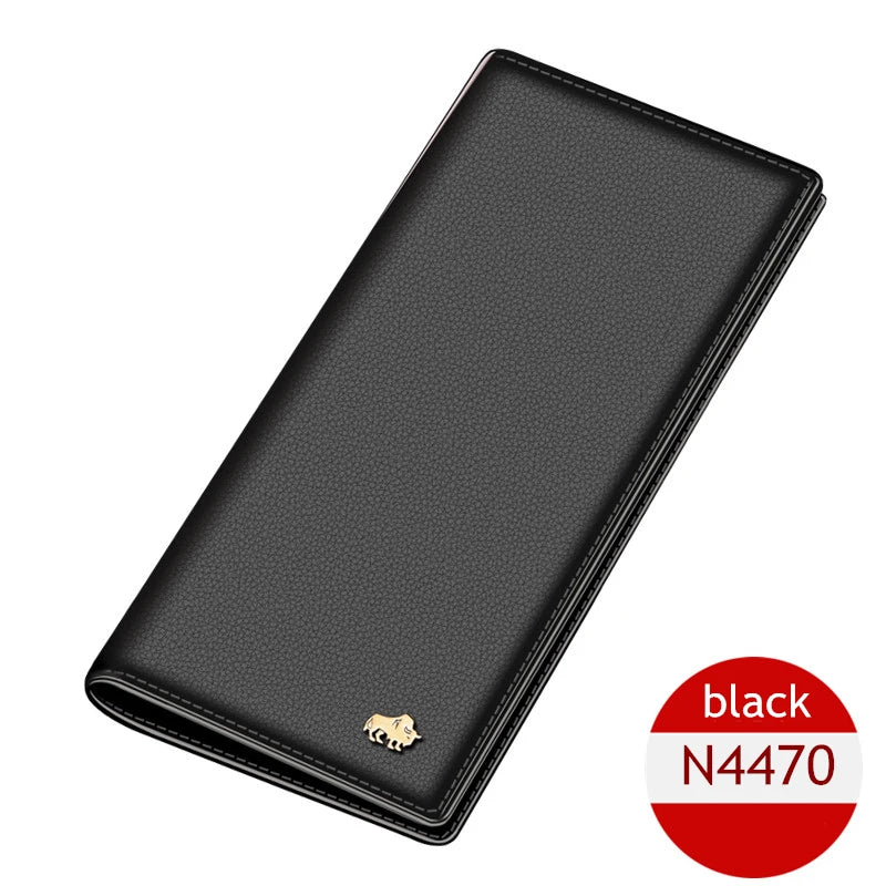 BISON DENIM Genuine Leather Bifold Wallet with RFID Blocking