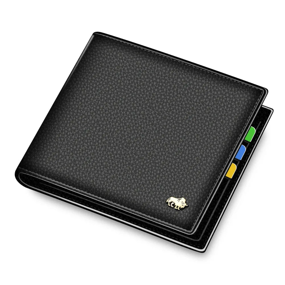 BISON DENIM Men's Genuine Leather RFID Bifold Wallet with Coin Purse