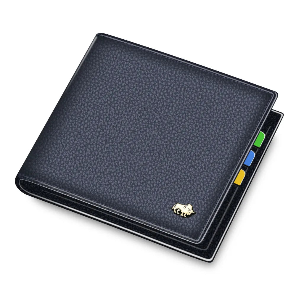 BISON DENIM Men's Genuine Leather RFID Bifold Wallet with Coin Purse