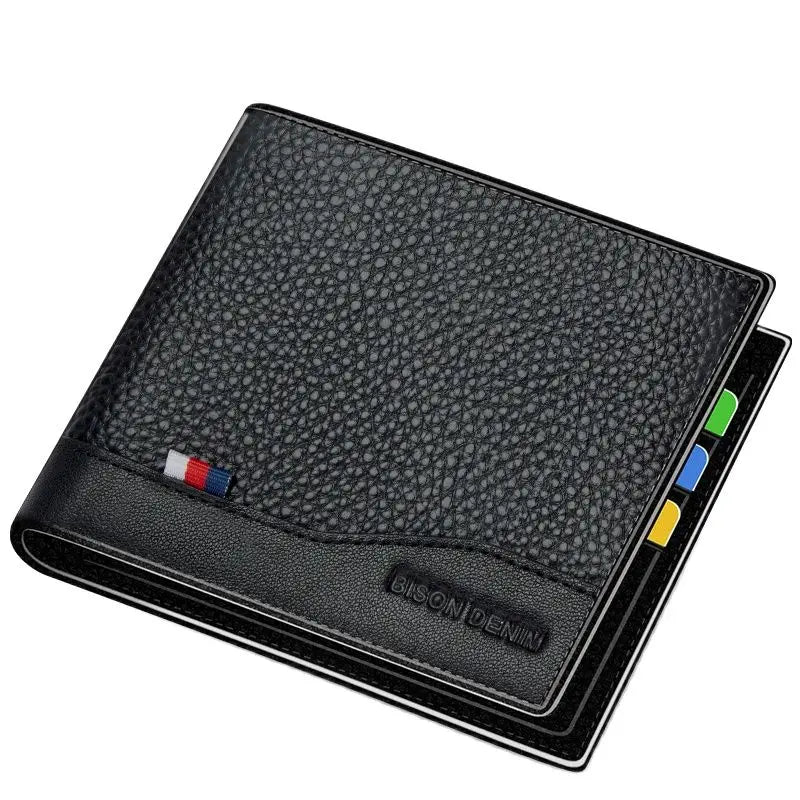 BISON DENIM Men's Genuine Leather RFID Bifold Wallet with Coin Purse