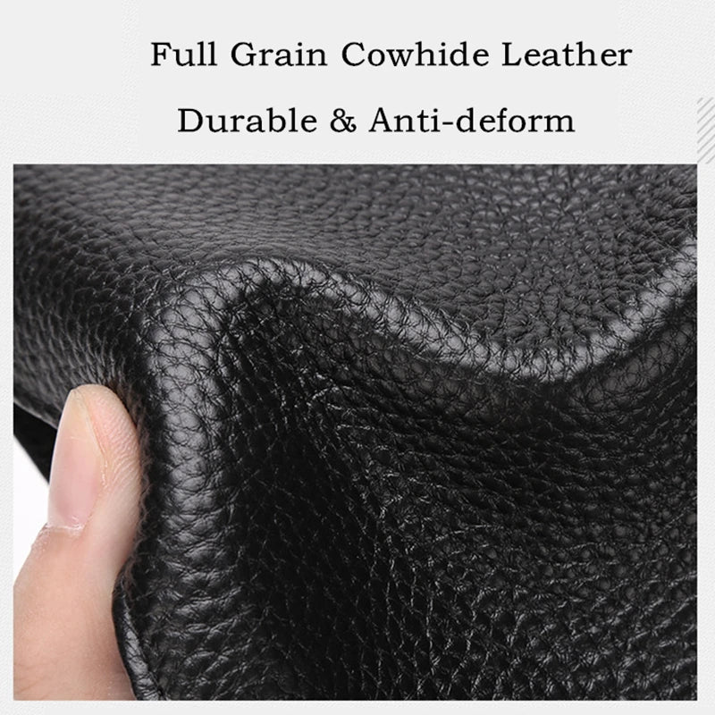 BISON DENIM Men's Genuine Leather RFID Bifold Wallet with Coin Purse