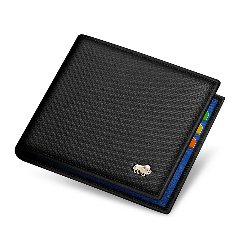 BISON DENIM Men's Genuine Leather RFID Bifold Wallet with Coin Purse