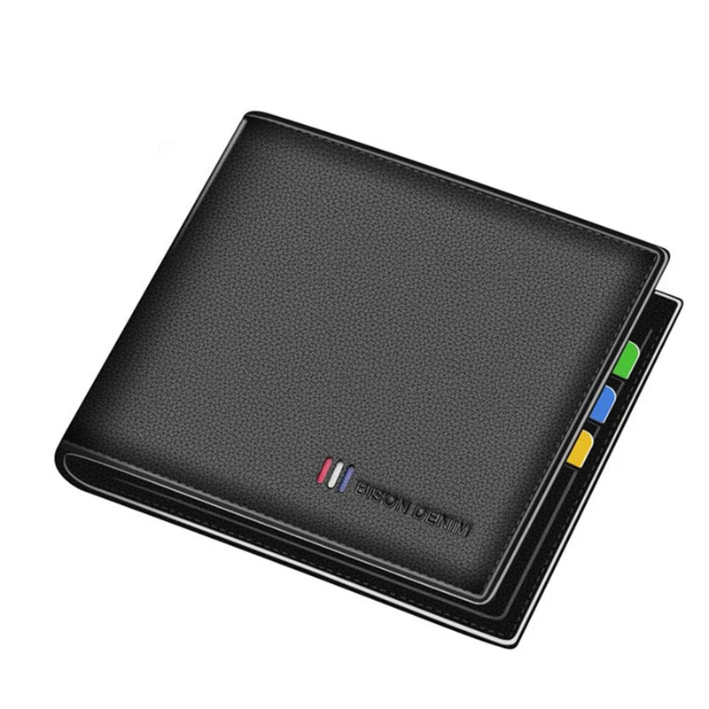 BISON DENIM Men's Genuine Leather RFID Bifold Wallet with Coin Purse