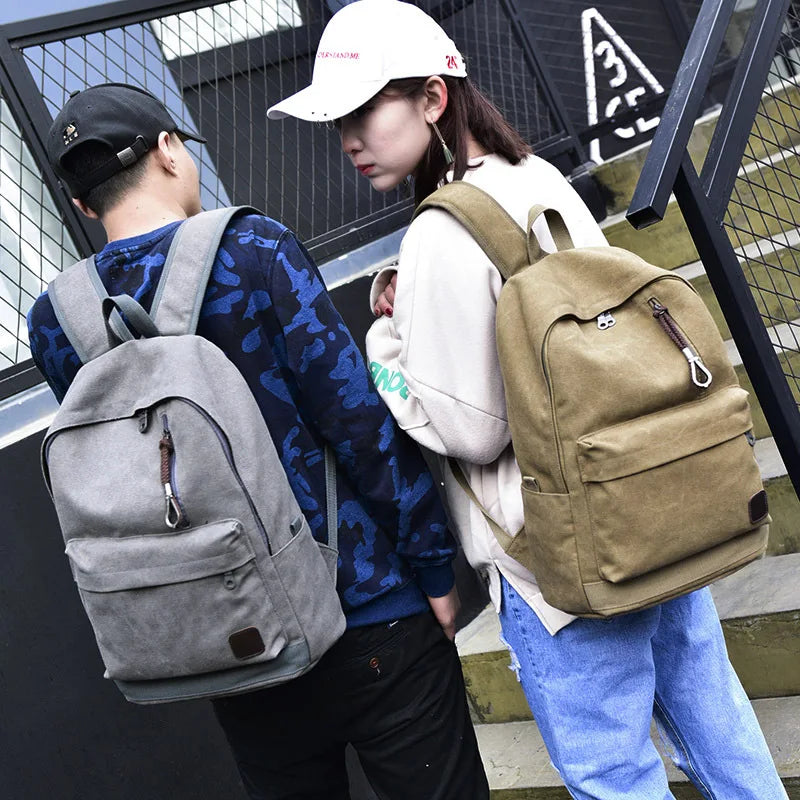 Canvas Laptop Backpack - Vintage Travel Rucksack for Men