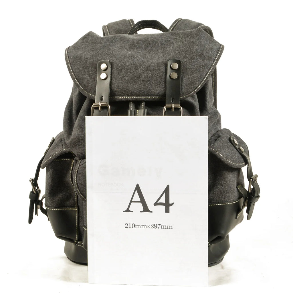 Canvas Leather Travel Backpack - 20-35L Large Capacity Outdoor Bag