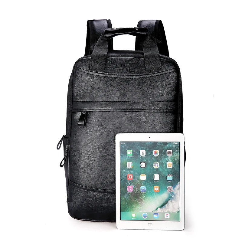 DIDA BEAR Men's PU Leather Laptop Backpack - 20-35L Capacity