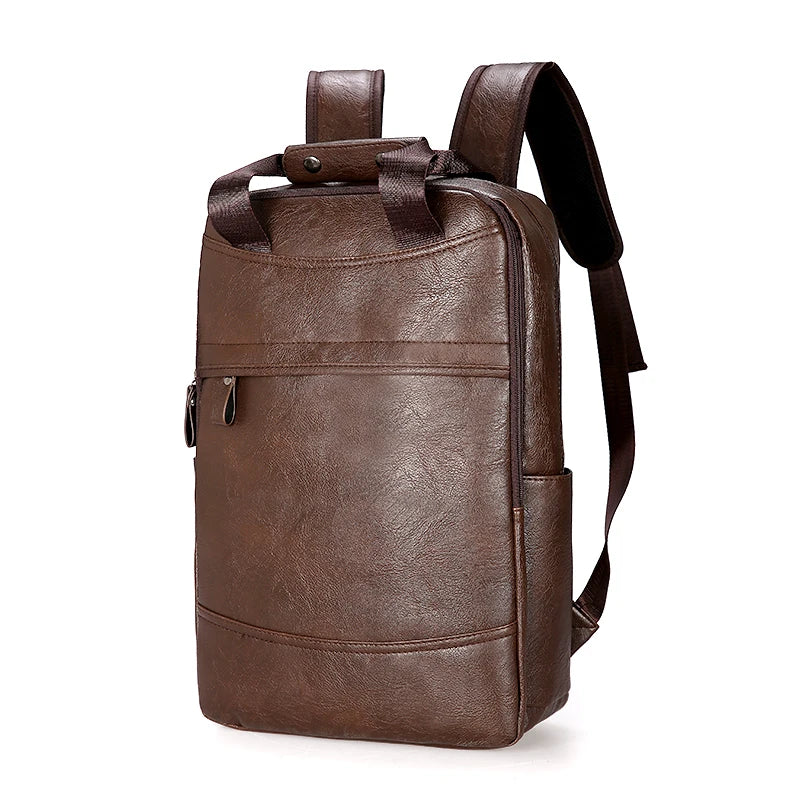 DIDA BEAR Men's PU Leather Laptop Backpack - 20-35L Capacity