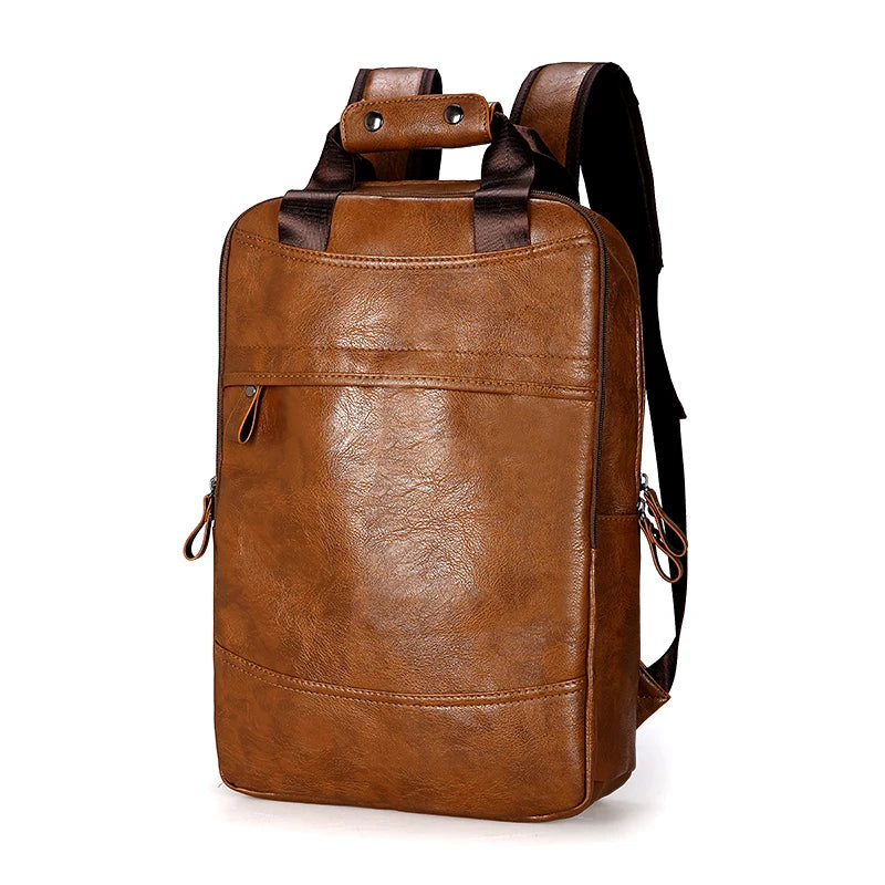 DIDA BEAR Men's PU Leather Laptop Backpack - 20-35L Capacity