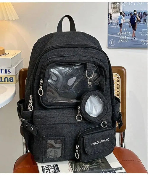 Denim Student Backpack – Large Capacity Durable Daily Commute Bag