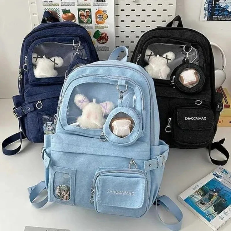 Denim Student Backpack – Large Capacity Durable Daily Commute Bag