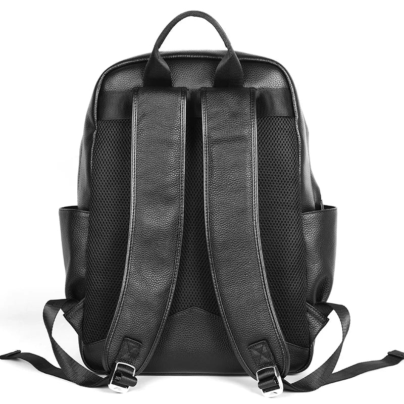Genuine Leather Laptop Backpack – 15.6” Large Capacity Travel Bag for Men