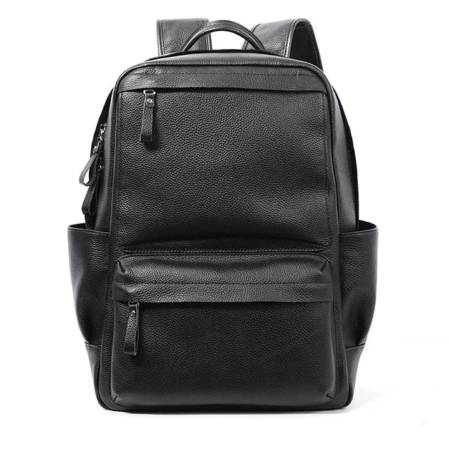 Genuine Leather Laptop Backpack – 15.6” Large Capacity Travel Bag for Men