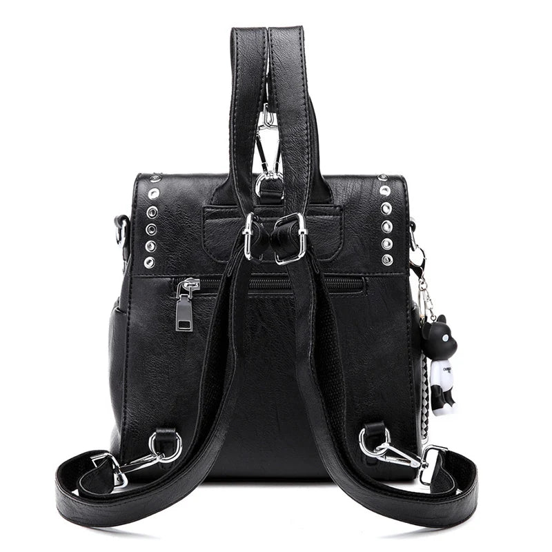 Women's Genuine Leather Backpack - Multifunctional Shoulder Bag