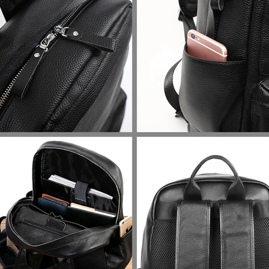 Premium Genuine Leather Laptop Backpack - 15.6 Inch Travel & School Bag