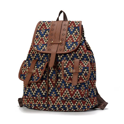 Women's Floral Canvas Backpack - National Print School & Travel Bag