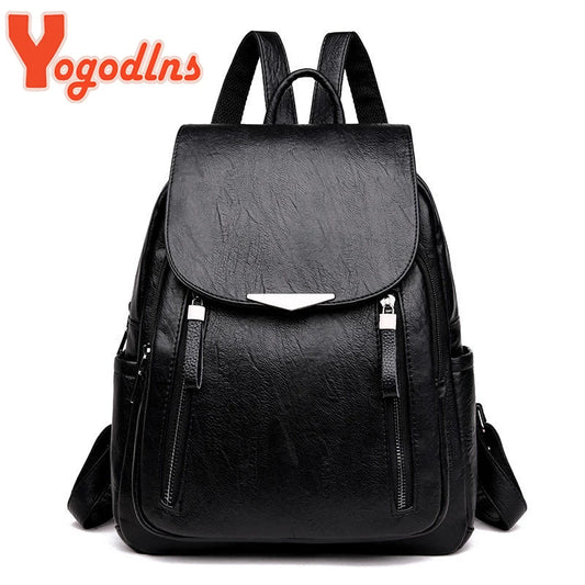 Women's Luxury PU Leather Backpack - Large Capacity Travel & Business Bag