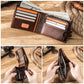 CONTACT'S Men's Genuine Leather Wallet - Crazy Horse Leather Bifold with Coin Pocket