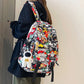 Harajuku Graffiti Print Backpack - Unisex Fashion School Bag with Laptop Compartment