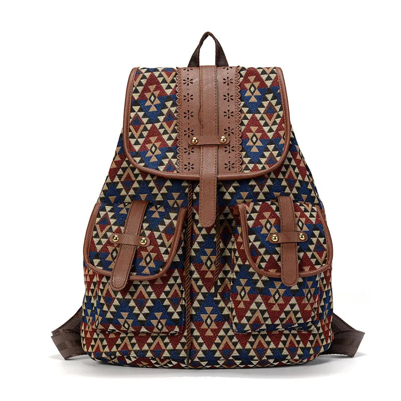 Women's Floral Canvas Backpack - National Print School & Travel Bag