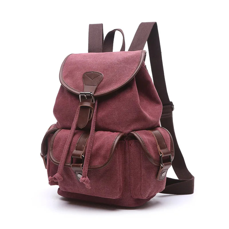 AUGUR Vintage Canvas Backpack - Large Capacity Travel & School Bag