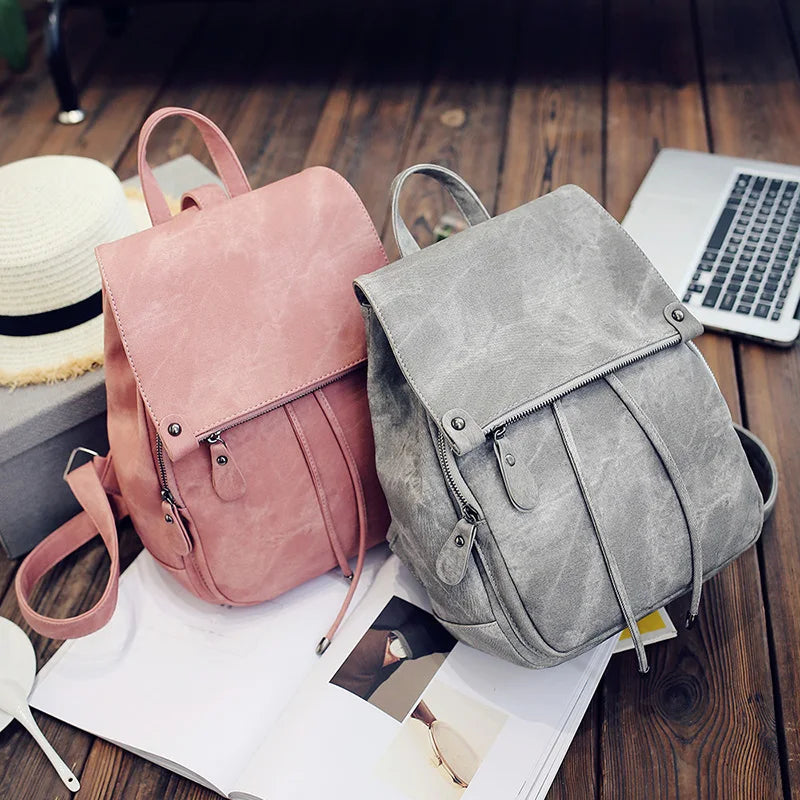 Women's Vintage Leather Backpack - Multifunctional Shoulder Bag