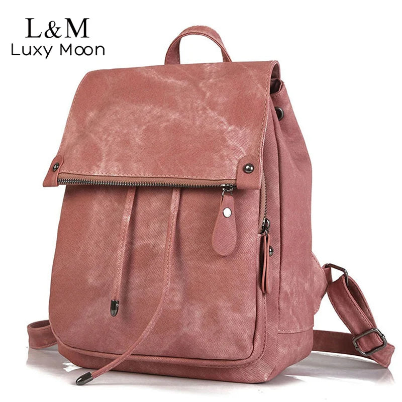 Women's Vintage Leather Backpack - Multifunctional Shoulder Bag