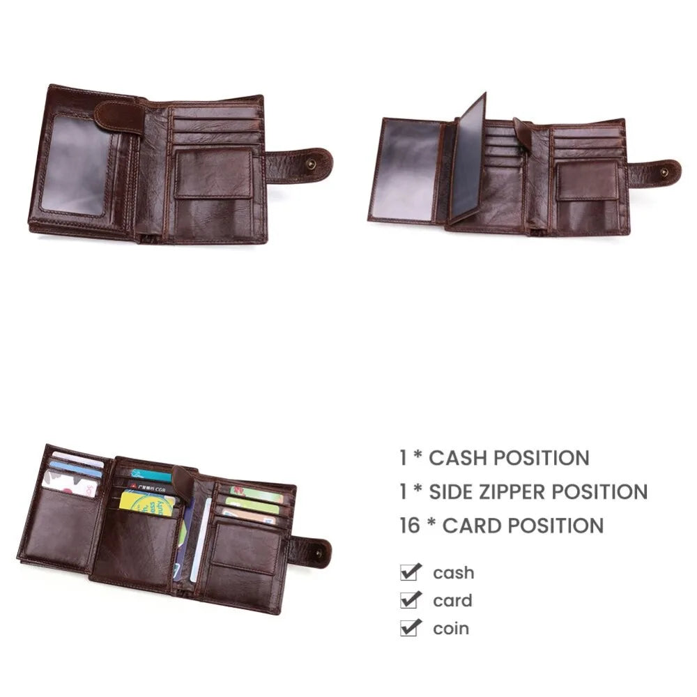 JOGUJOS Genuine Leather Men's Wallet with RFID Protection - Coin Purse & Card Holder