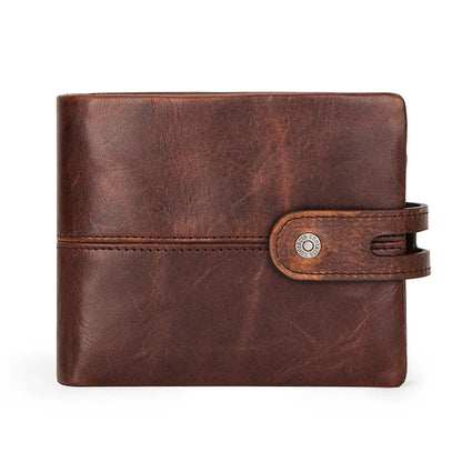 CONTACT'S Men's Genuine Leather Wallet - Crazy Horse Leather Bifold with Coin Pocket