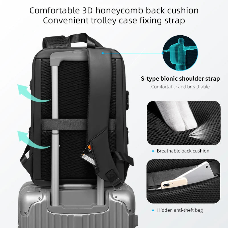 FENRUIEN Anti-Theft Laptop Backpack with USB Charging Port