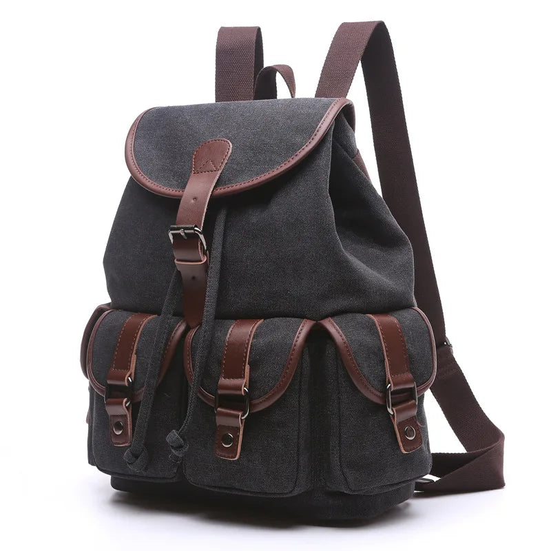 AUGUR Vintage Canvas Backpack - Large Capacity Travel & School Bag